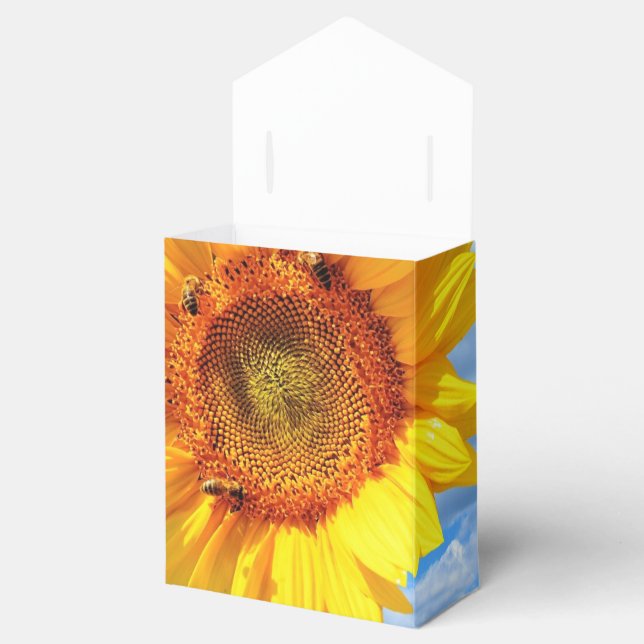 Sonnenblumen und Bienen - Gefälligkeitsboxen Geschenkschachtel (Geöffnet)