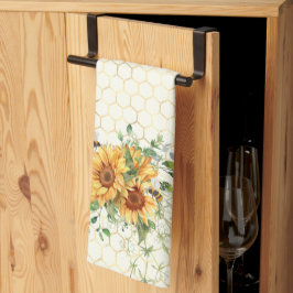 Sonnenblumen und Bienen Geschirrtuch