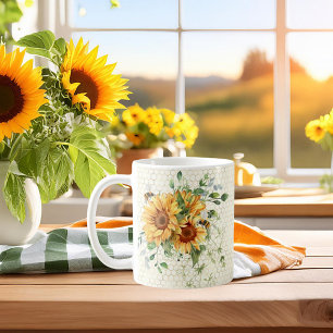 Sonnenblumen und Bienen Kaffeetasse
