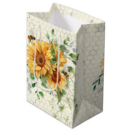 Sonnenblumen und Bienen Mittlere Geschenktüte