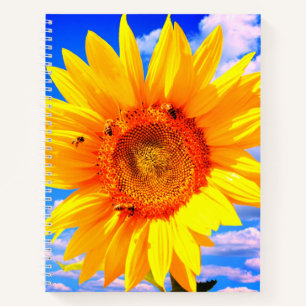 Sonnenblumen und Bienen-Notebook Notizbuch