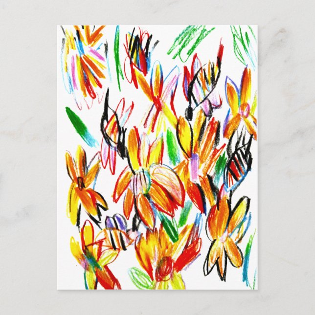 Sonnenblumen und Bienen  Postkarte (Vorderseite)