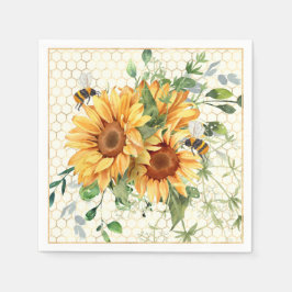 Sonnenblumen und Bienen Serviette