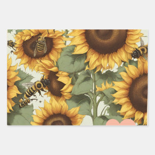 Sonnenblumen und Bienen: Tanz der Natur Geschenkpapier Set