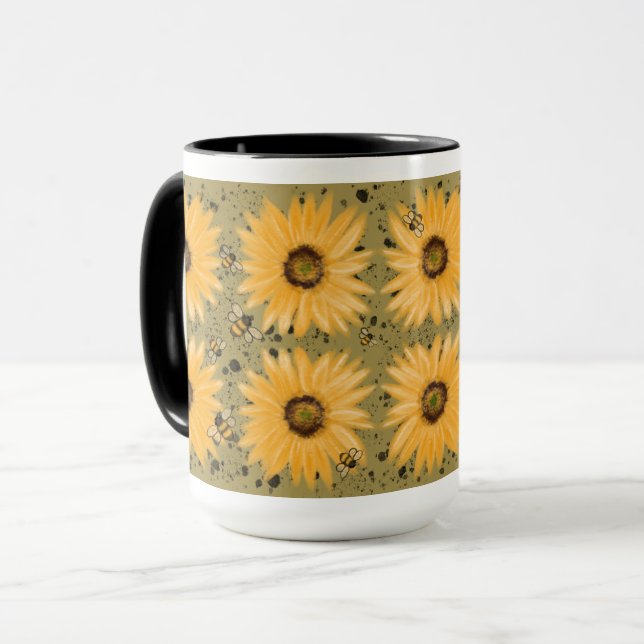 Sonnenblumen und Bienen Tasse (Vorderseite Links)