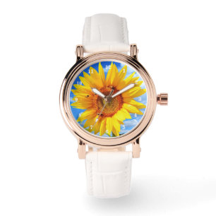 Sonnenblumen und Bienen Uhr