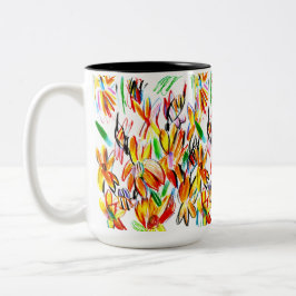 Sonnenblumen und Bienen  Zweifarbige Tasse