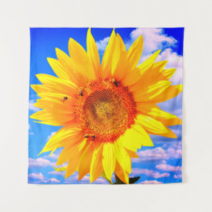 Sonnenblumen und Bienenband Wandteppich