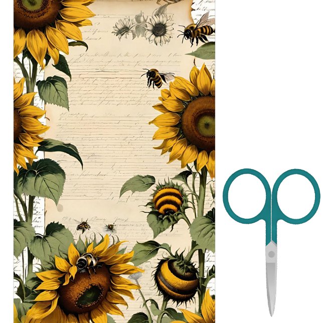 Sonnenblumen und Bienenlinienschrift Seidenpapier (Von Creator hochgeladen)