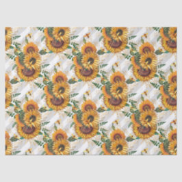 Sonnenblumen und Bienenreihen - Design 12 Seidenpapier