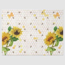 Sonnenblumen und Bienenreihen - Design 8 Seidenpapier