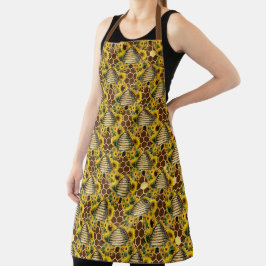 Sonnenblumen und Bienenreihen Design One Schürze