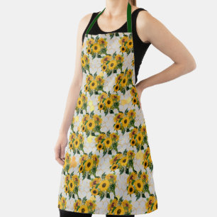 Sonnenblumen und Bienenreihen - Design Vier Schürze