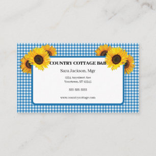 Sonnenblumen und Blau Gingham B&B Visitenkarte