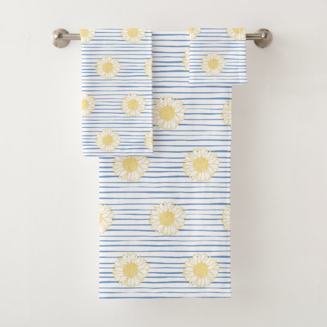 Sonnenblumen und blaue Streifen Badetuch Set (Insitu)