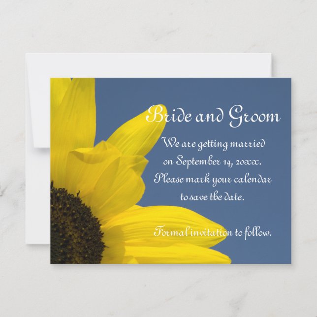 Sonnenblumen und Blauer Himmel Hochzeit speichern  Save The Date (Vorderseite)