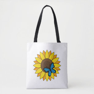 Sonnenblumen und Blauer Schmetterling