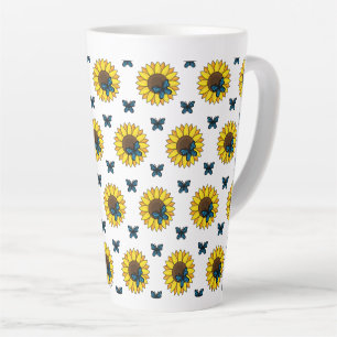 Sonnenblumen und Blauer Schmetterling Milchtasse