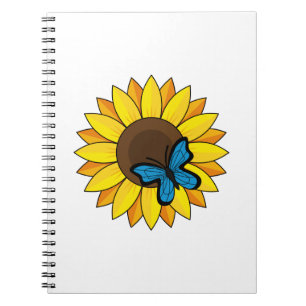 Sonnenblumen und Blauer Schmetterling Notizblock