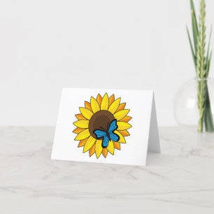 Sonnenblumen und Blauer Schmetterling   Text hinzu Dankeskarte