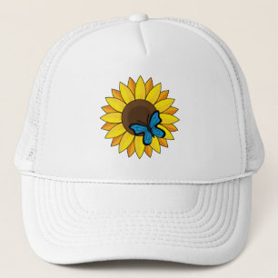 Sonnenblumen und Blauer Schmetterling Truckerkappe