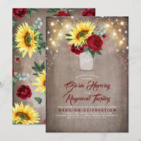 Sonnenblumen und Burgund Rose Mason Jar Hochzeit i