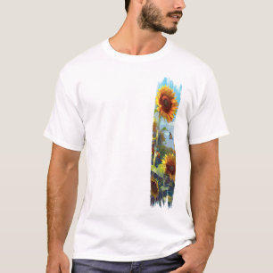 Sonnenblumen und Butterfly Pinselstrich T-Shirt