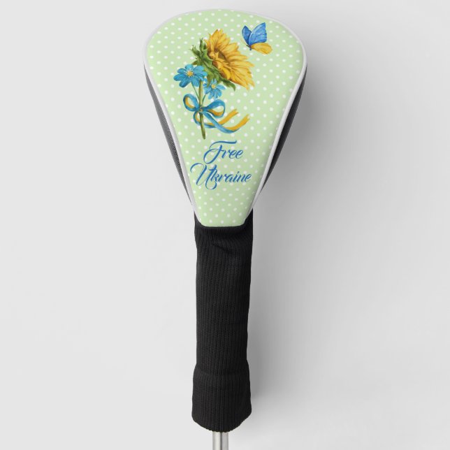 Sonnenblumen und Butterfly Ukraine Unterstützung Golf Headcover (Vorderseite)