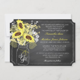 Sonnenblumen und Chalkboard Hochzeitskarte Einladung