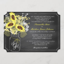 Sonnenblumen und Chalkboard Hochzeitskarte Einladung