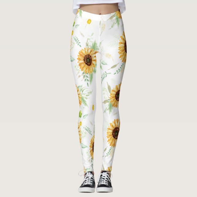 Sonnenblumen und Daisy-Bouquets Leggings (Vorderseite)