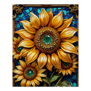 Sonnenblumen und dekorative Rahmen Poster