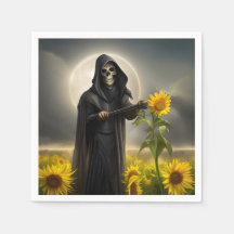 Sonnenblumen und der grimmige Sensenmann