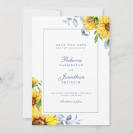 Sonnenblumen und Eukalyptus Blue Wedding speichern Save The Date