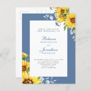 Sonnenblumen und Eukalyptus Floral Wedding Einladu Postkarte