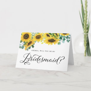 Sonnenblumen und Eukalyptus werden Sie meine Braut Karte