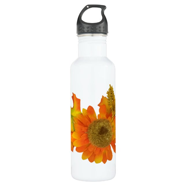 Sonnenblumen und Fallblumen Edelstahlflasche (Vorderseite)