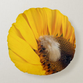 Sonnenblumen und Federkissen Rundes Kissen