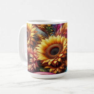 Sonnenblumen und Federn Kaffeetasse