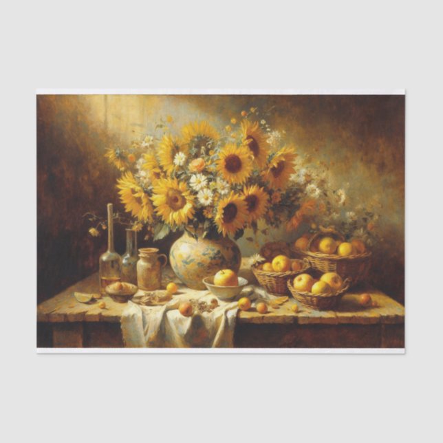 Sonnenblumen und Fruchtsaftgemälde Seidenpapier (Vorderseite)