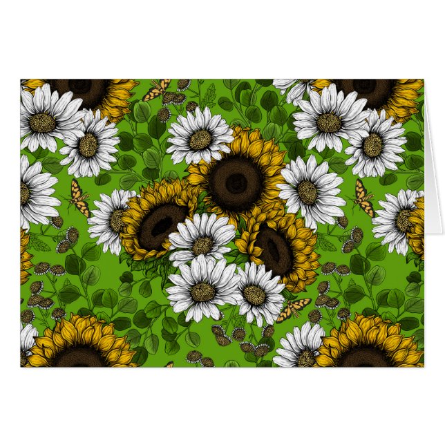 Sonnenblumen und Gänseblumen, Sommergarten (Vorderseite (Horizontal))