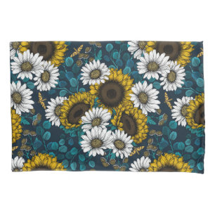 Sonnenblumen und Gänseblumen, Sommergarten 2 Kissenbezug