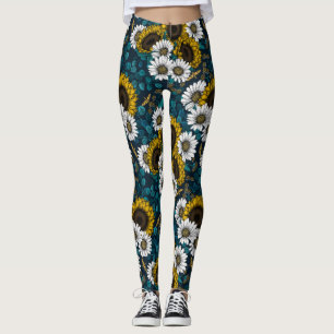 Sonnenblumen und Gänseblumen, Sommergarten 2 Leggings