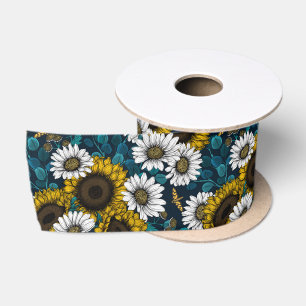 Sonnenblumen und Gänseblumen, Sommergarten 2 Satinband
