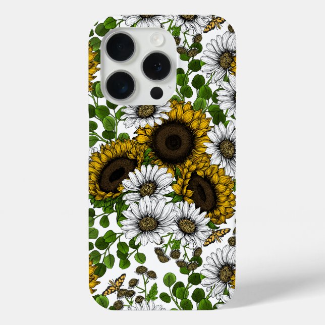 Sonnenblumen und Gänseblumen, Sommergarten 3 Case-Mate iPhone Hülle (Rückseite)