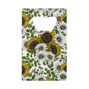Sonnenblumen und Gänseblumen, Sommergarten 3 Geldbeutel Flaschenöffner