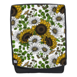 Sonnenblumen und Gänseblumen, Sommergarten 3 Rucksack