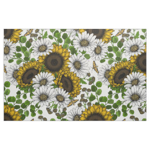 Sonnenblumen und Gänseblumen, Sommergarten 3 Stoff