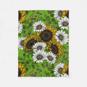 Sonnenblumen und Gänseblumen, Sommergarten Fleecedecke
