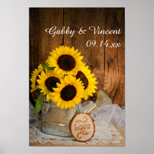 Sonnenblumen und Gartengießkanne Scheunenhochzeit Poster